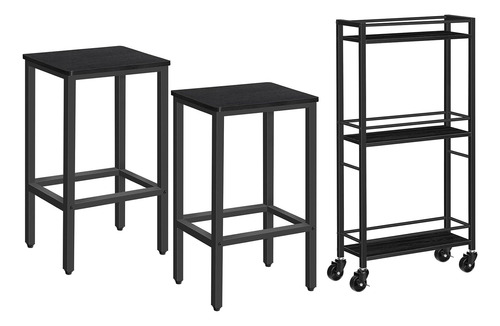 Juego De 2 Sillas De Bar Con Reposapiés, Taburetes De Bar, C