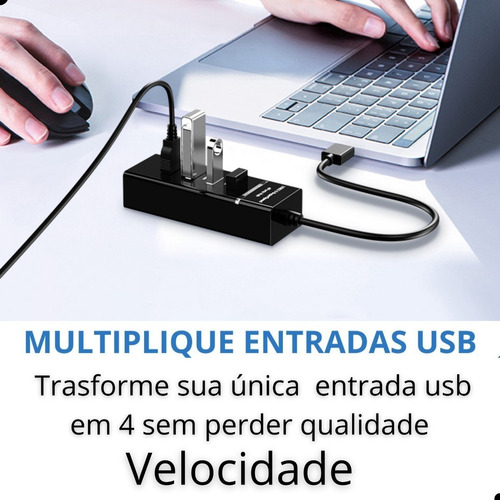 Hub Usb 3.0 Extensor 4 Entradas Impressora, Notebook, Game