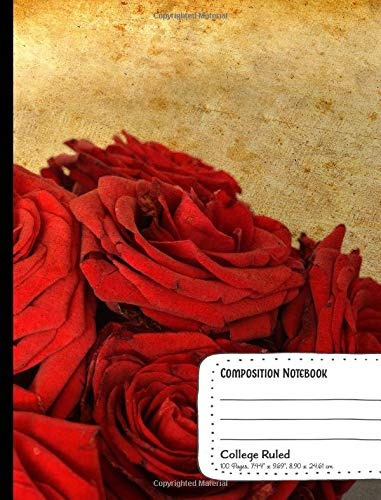 Composition Notebook College Ruled 100 Pages Red Roses Photo