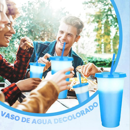 Ci A 10pzs Vasos Magicos Cambian Color Con Tapa Y Popote