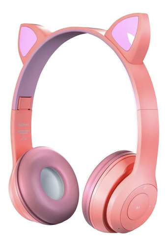 Imagem 1 de 1 de Fone de ouvido on-ear sem fio Exbom HF-C310BT rosa cereja com luz LED