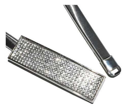 Cinto Caderin Tresher Elastizado De Fiesta Hebilla Strass Plateado Lisa Único