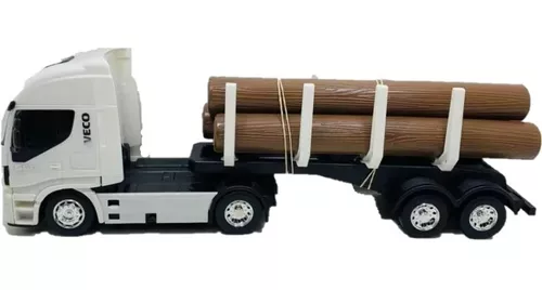 Caminhão Carreta De Brinquedo Iveco Hi-way Tora De Madeira - R$ 61,5