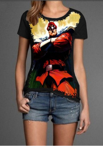 Blusa Fem. 5%off Street Fighter M. Bison Personalizada Linda