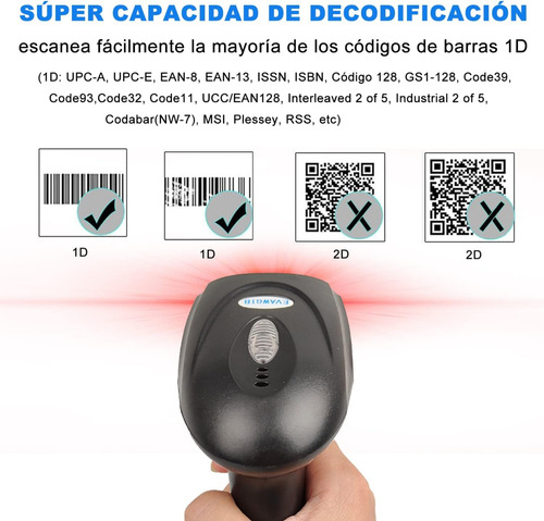Lector De Código De Barras Cable Usb 2.0 Para Pc O Tablet Negro Usb
