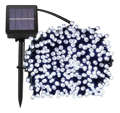 Luces De Navidad Energía Solar 200 Led Blanco Frio 20 Metros