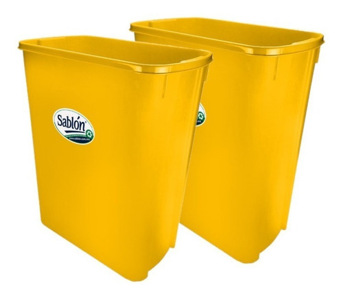 2 Pack Bote De Basura 42l Sin Tapa Color Amarillo