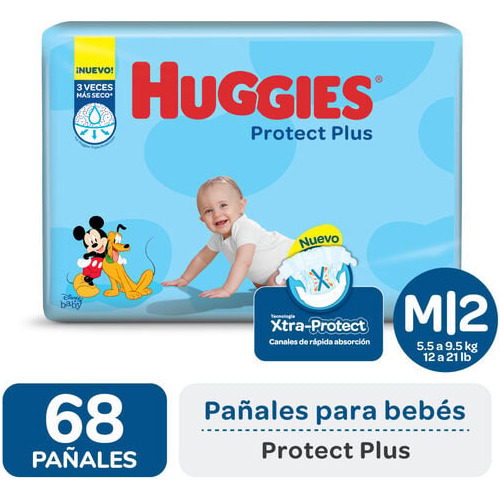 Pañales Huggies Protec Plus M68. Ahorrapaks.