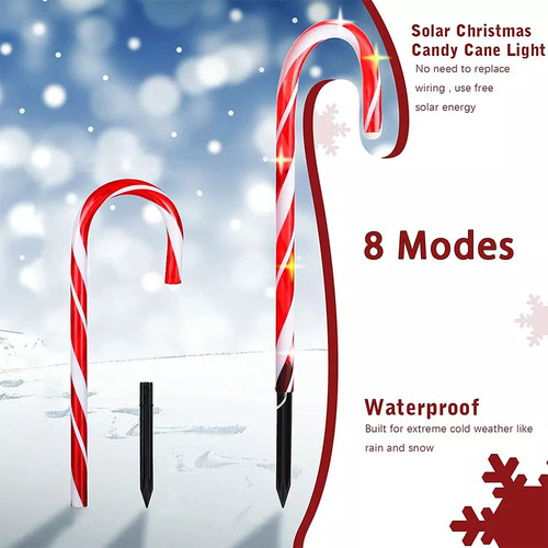 10 Bastones Navideños Luces Led Estaca Caramelo Jardín/patio
