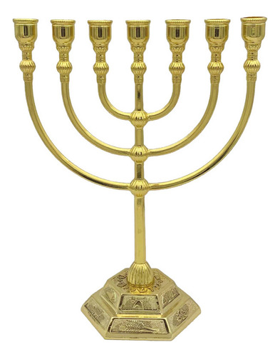 Candelabro De Mesa Dorado Grande De Siete Brazos And