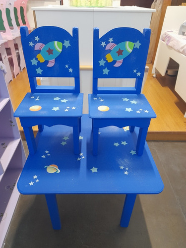 Imagen 4 de 8 de Juego De Mesa Y 2 Sillas Infantil Pintada Decorada