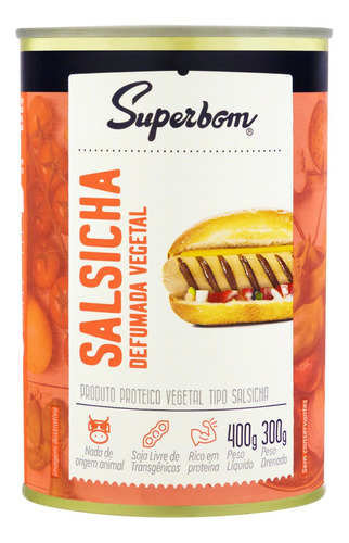 Salsicha Vegetal Defumada Superbom Lata 300g