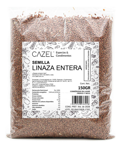 Semilla De Linaza Entera Calidad Premium 150g