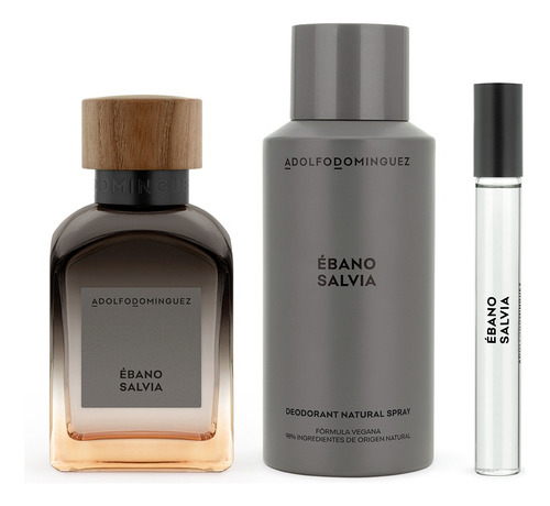Set Adolfo Domínguez para Hombre Ebano Salvia EDT 120ml Deo 150ml y Megaspritzer