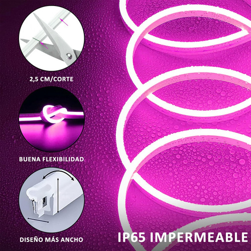 Tiras De Led Luz De Neón Flexible 5m 12v Ip68 Con 1 Control