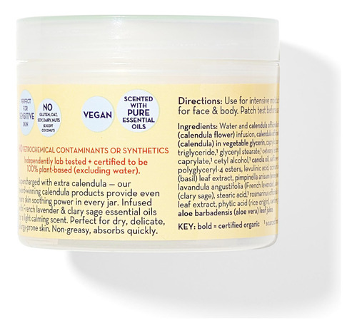 Crema De Caléndula Crema Facial Calmante Para Bebés 100 % Ve