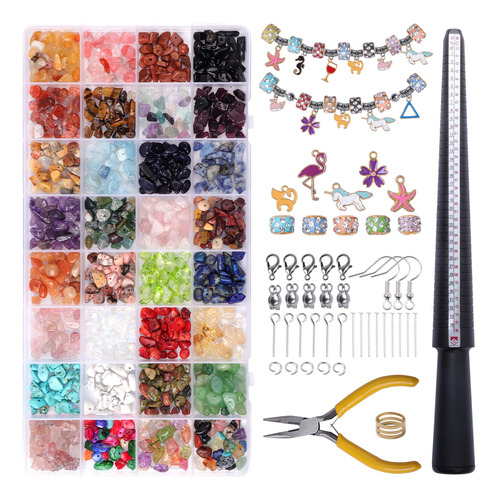 Kit Fabricacion Anillo Cuenta Cristal 32 Color Joya Piedra