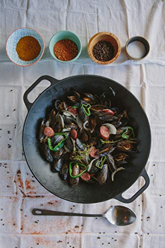 Wok De Hierro Fundido Con Asas De Bucle 14 Pulgadas Black