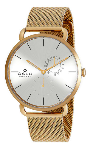 Relógio Oslo Masculino Omgssmvd0001 S1kx Cor da correia Dourado Cor do bisel Dourado Cor do fundo Prateado