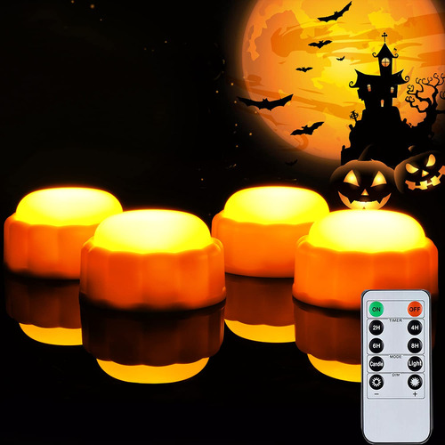 Homemory Paquete De 4 Luces Led Brillantes De Calabaza De Ha