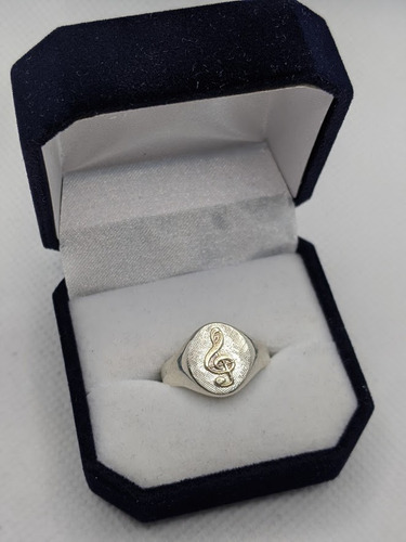 Anillo Musica Clave De Sol Plata Y Oro Profesor De Musica