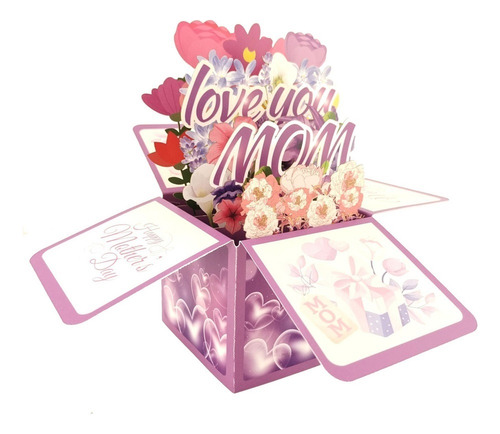 - Love You Mom Tarjeta 3d Con Mensaje Para El Día De La