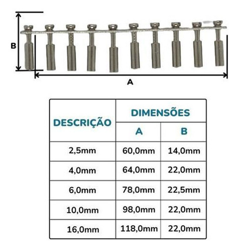 Ponte Conectora Fixa Borne Sak 4mm C/10 Terminais