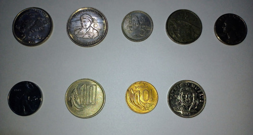 Monedas Antiguas: Pesos Cubanos, Uruguayos, Pesetas Y Otros.