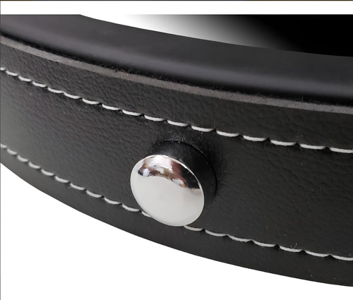 Espelho Adnet Sextavado 50cm Decorativo Com Alça + Suporte Moldura Preto Alça Preta