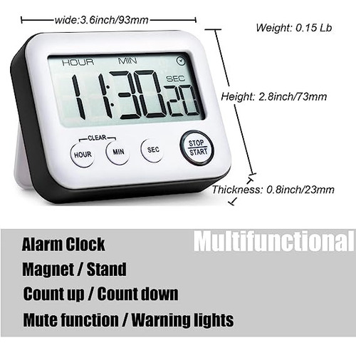 Temporizador E Relogio Timer Despertador Lcd Digital