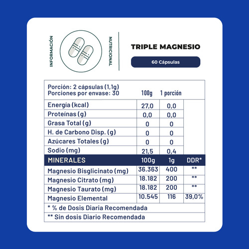Pack X3 Triple Magnesio Bisglicinato, Citrato, Taurato 400mg Karun Life
