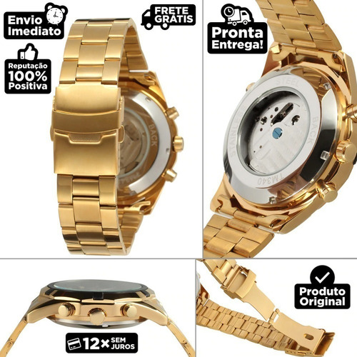 Relógio Masculino Mecânico Automático Luxo Original + Brinde