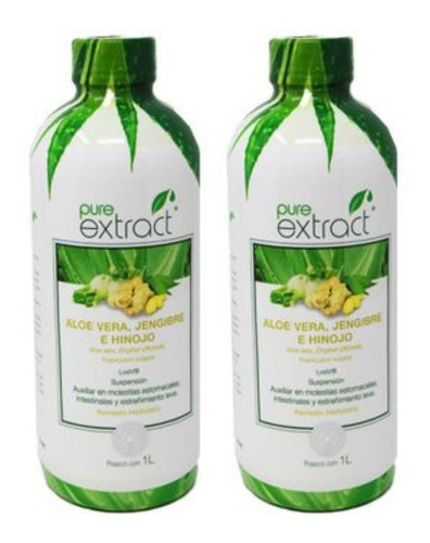 2 Pack Aloe Vera, Jengibre E Hinojo Pure Extract De 1 Lt