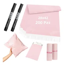Comprar 200 Bolsas Sobres Paqueteria Ecommerce Envíos 28x42cm Rosa