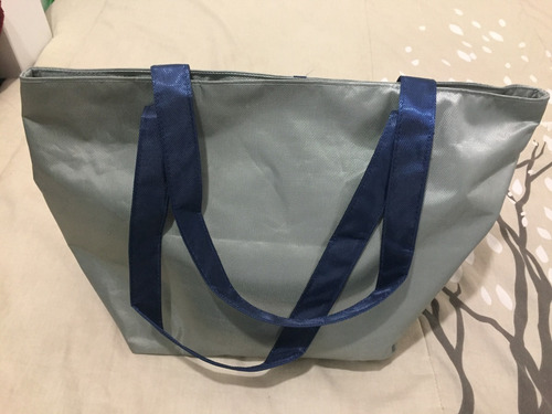 Stanhome Bolsa De Binevenida De Lona Gris Con Azul