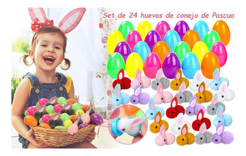 24 Pcs Huevos De Pascua,huevos Para Rellenar Con Conejito,