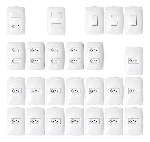  Tomadas Interruptores (25 Pçs)) Casa Completa Blux Branco