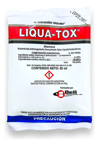 Liquatox Bolsa 50 Ml Rodenticida Anticuagulante