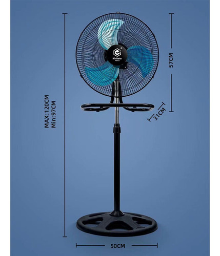 Ventilador 3 En 1 18 Pulgadas Negro Pedestal,piso, Pared