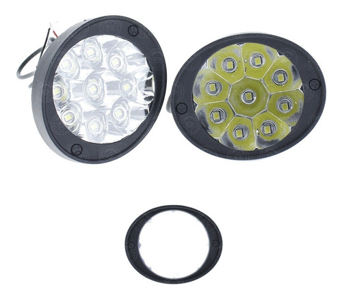 Par Faros 9 Leds Ovalado Auxiliares Base Moto Fija Estrobo F