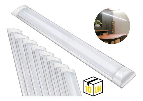 Kit 10 Lâmpadas Led Tubular 60cm 18w Branco Frio Luminária Cor da luz 6500K 110V/220V (Bivolt)