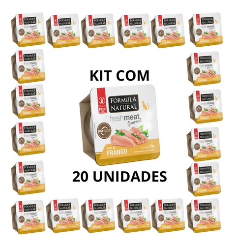 Kit 20 Un Fresh Meat Gourmet Gato Frango 70g Formula Natural