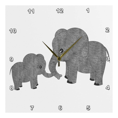 3drose Dpp__3 Reloj De Pared Con Elefante Para Mamá Y Bebé, 