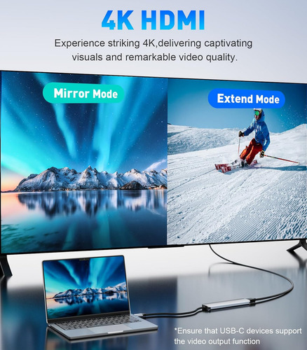 MOFEINI Hub USB C, Adaptador USB-C Multi-Puerto para MacBook Pro, 7IN1 USBC a HDMI Hub Dongle Compatible para Portátiles y Otros Dispositivos Tipo C (4K HDMI USB3.0 Lector de Tarjetas SD/TF 100W PD)