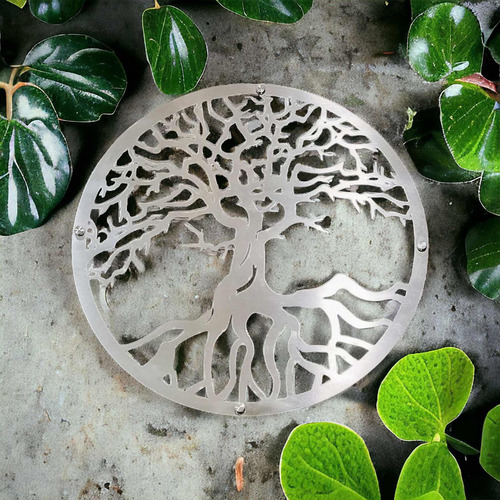 Decoración Circular Del Árbol De La Vida En Acero Inoxidable Tamaño 50cm