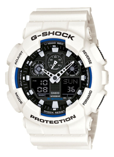 Relógio G-shock Ga-100 Analógico E Digital Branco