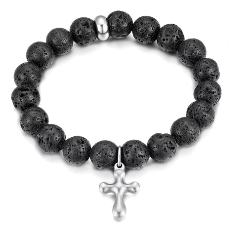 Biyongde Pulsera Elástica Con Cuentas De Piedra De Lava Voca
