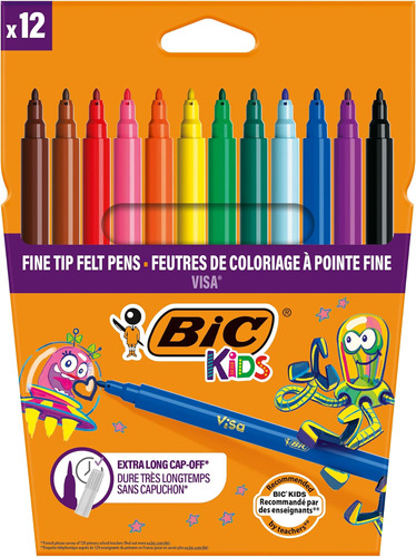 Bolígrafos Colorear Bic Kids Visa (paquete 12)