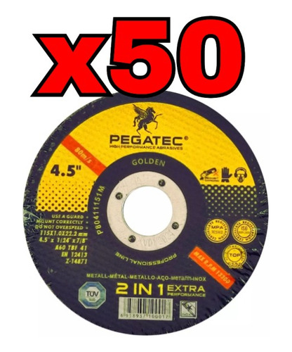 50 Disco Corte Para Acero Inoxidable 115x1.0x22.23mm Tn0230