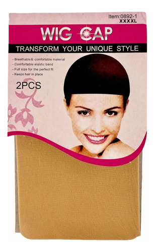 Wig Cap Malla Peluca Color Beige 2 Unidades